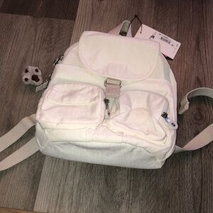 Kipling Love Bug Nylon Backpack Color Alabaster Tonal + Monkey Keychain NWT